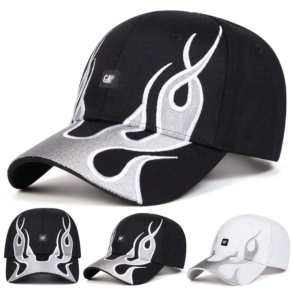 Black Flame Graphic Baseball Cap with GA Brand — feature 1