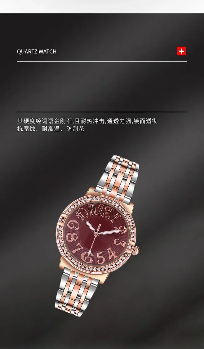 Women's Luxury Quartz Watch with Diamond Dial & Steel Band — feature 5
