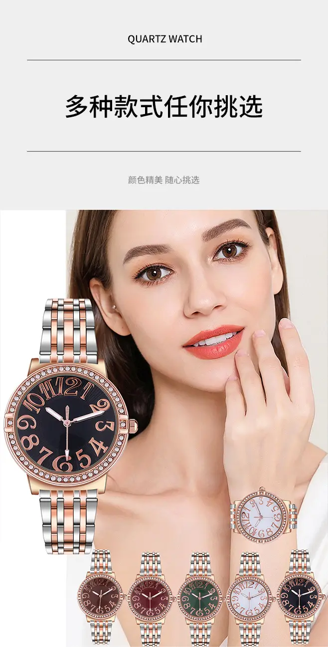 Women's Luxury Quartz Watch with Diamond Dial & Steel Band — feature 9