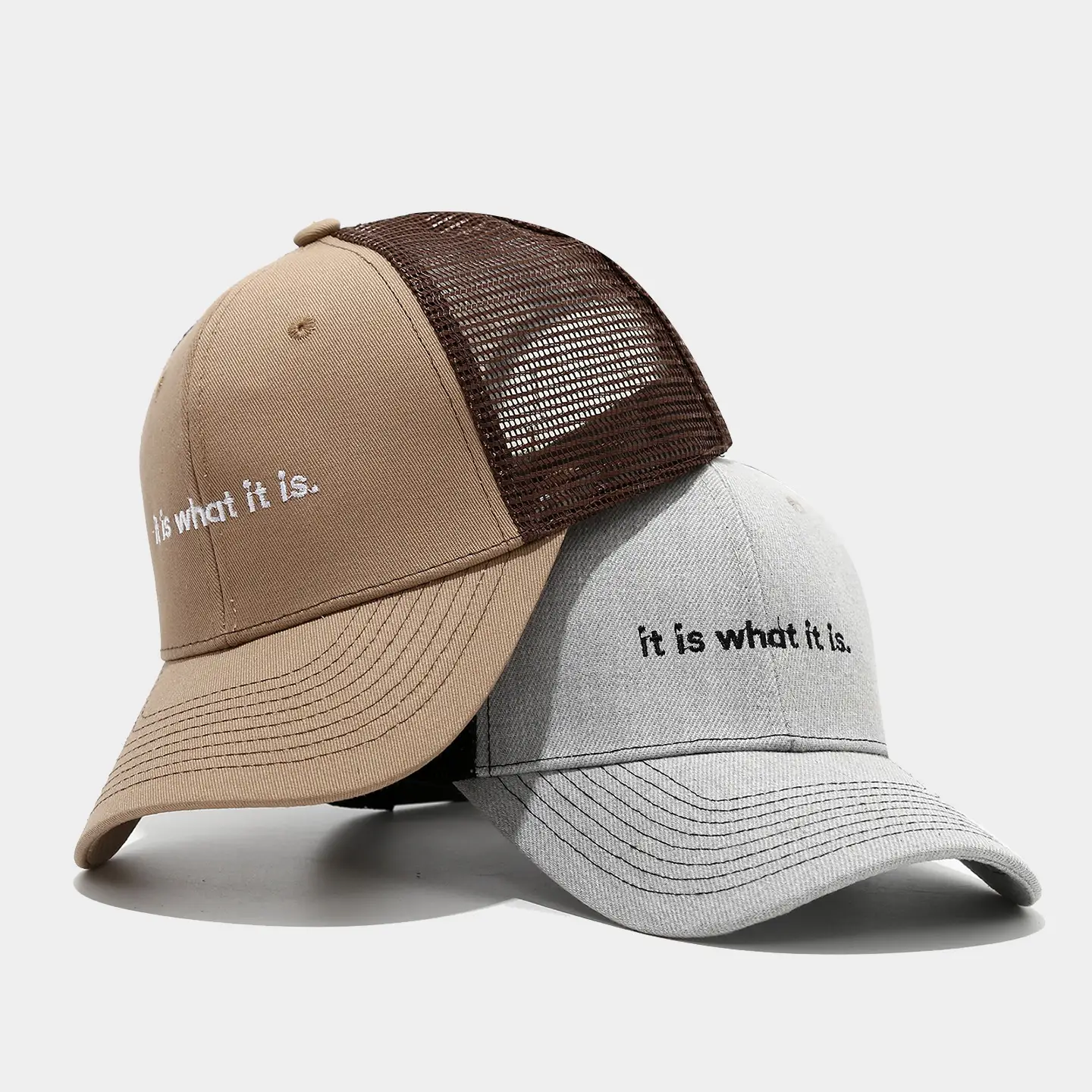 Beige Mesh Sun Hat with "it is what it is" Print