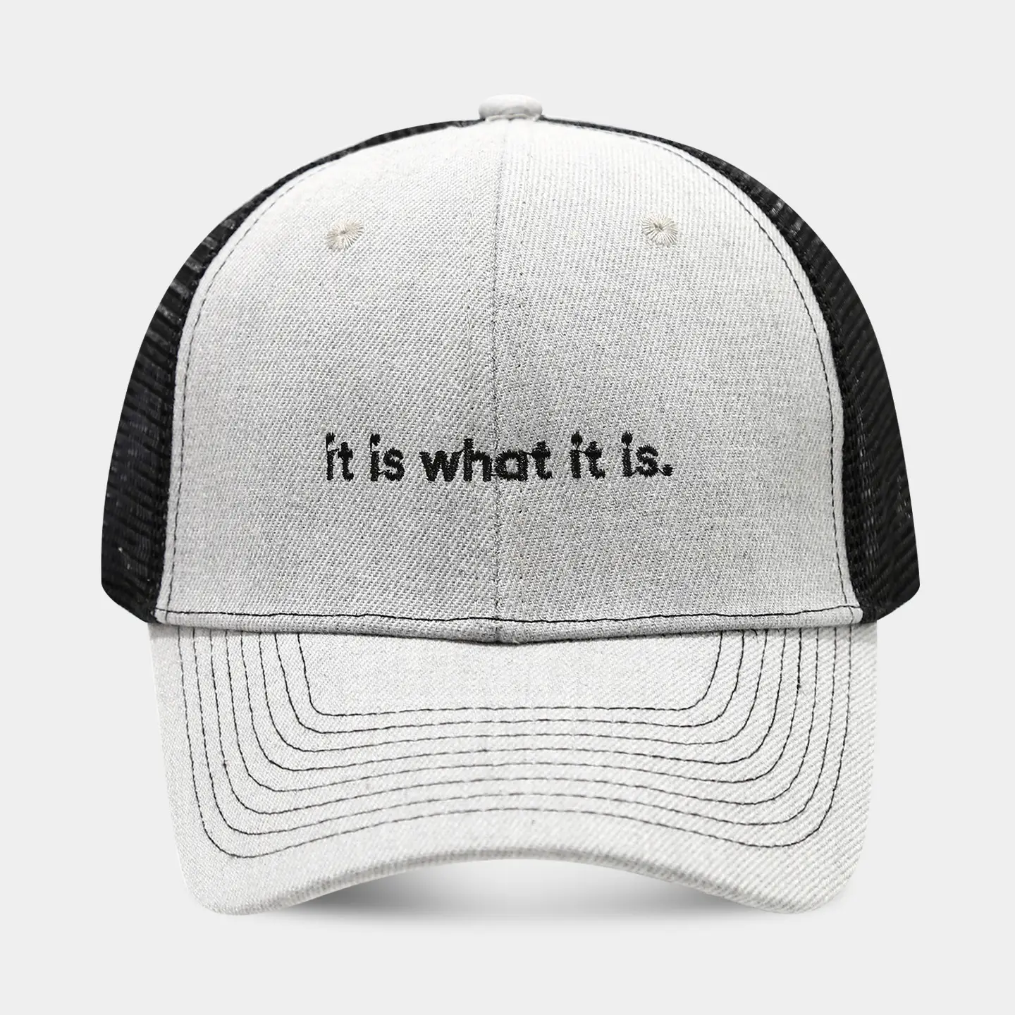 Beige Mesh Sun Hat with "it is what it is" Print