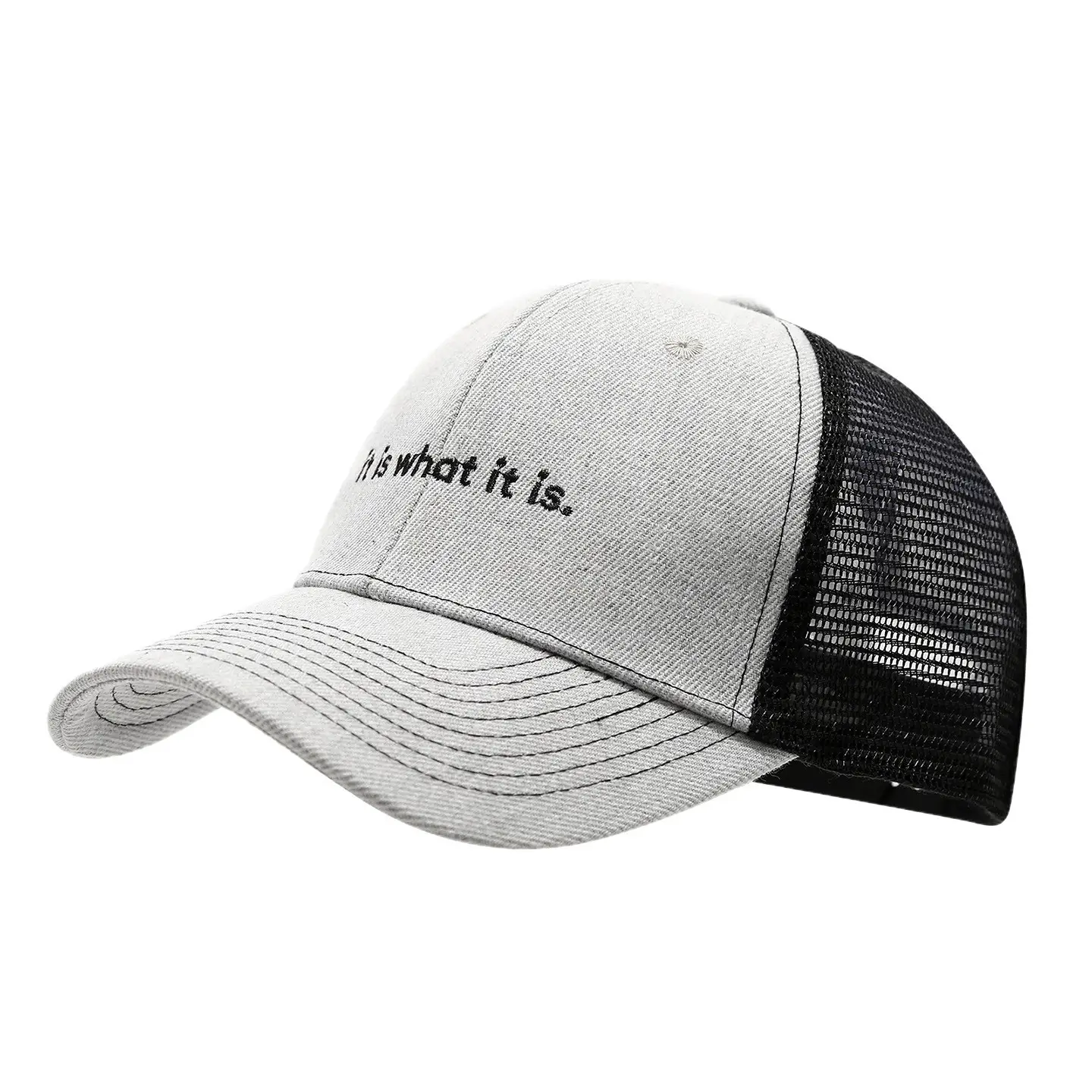 Beige Mesh Sun Hat with "it is what it is" Print