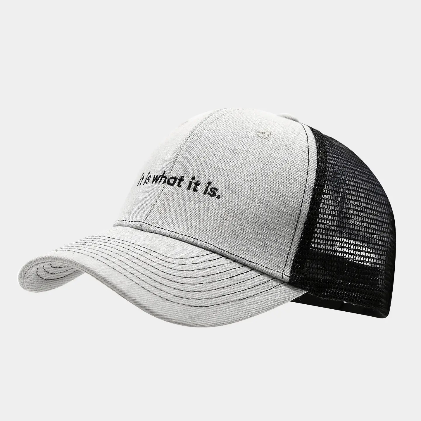 Beige Mesh Sun Hat with "it is what it is" Print — feature 11