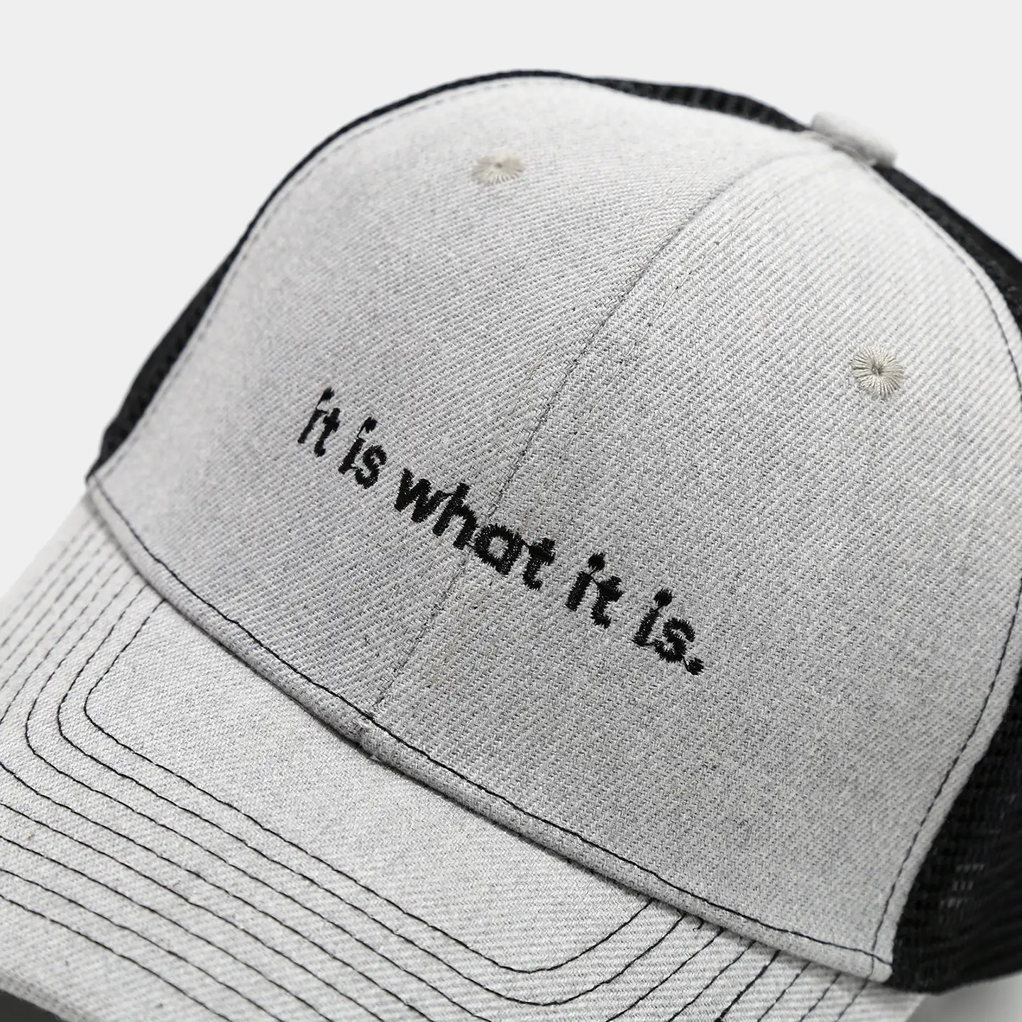 Beige Mesh Sun Hat with "it is what it is" Print — feature 12