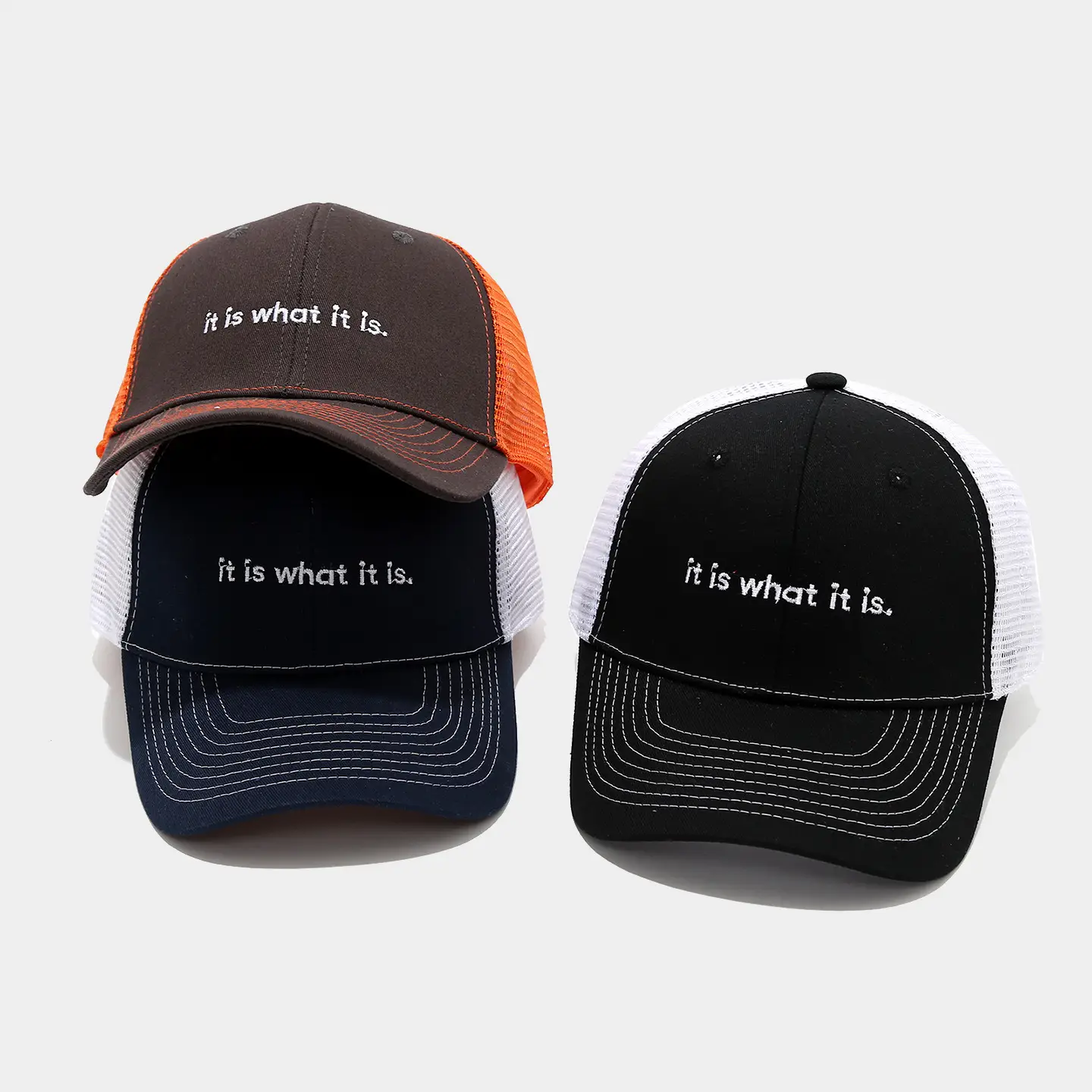 Beige Mesh Sun Hat with "it is what it is" Print — feature 3
