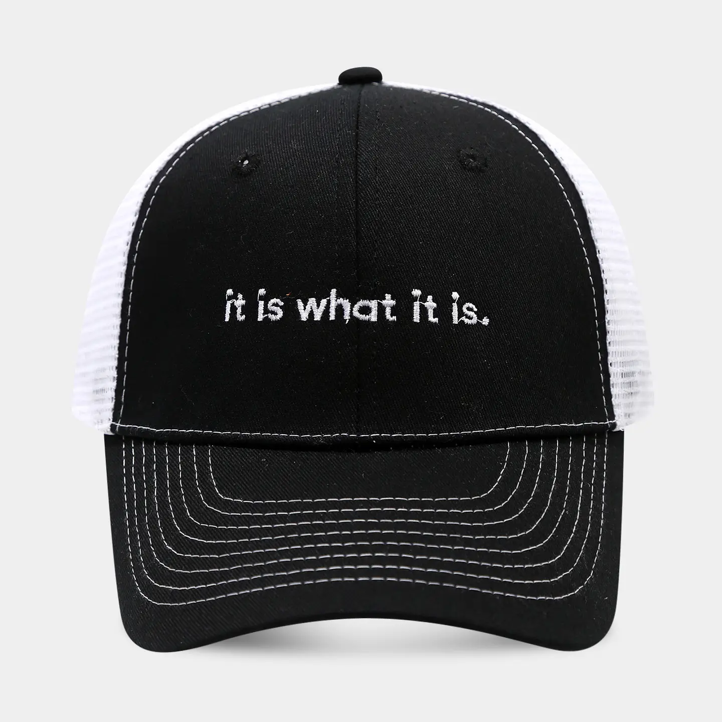 Beige Mesh Sun Hat with "it is what it is" Print