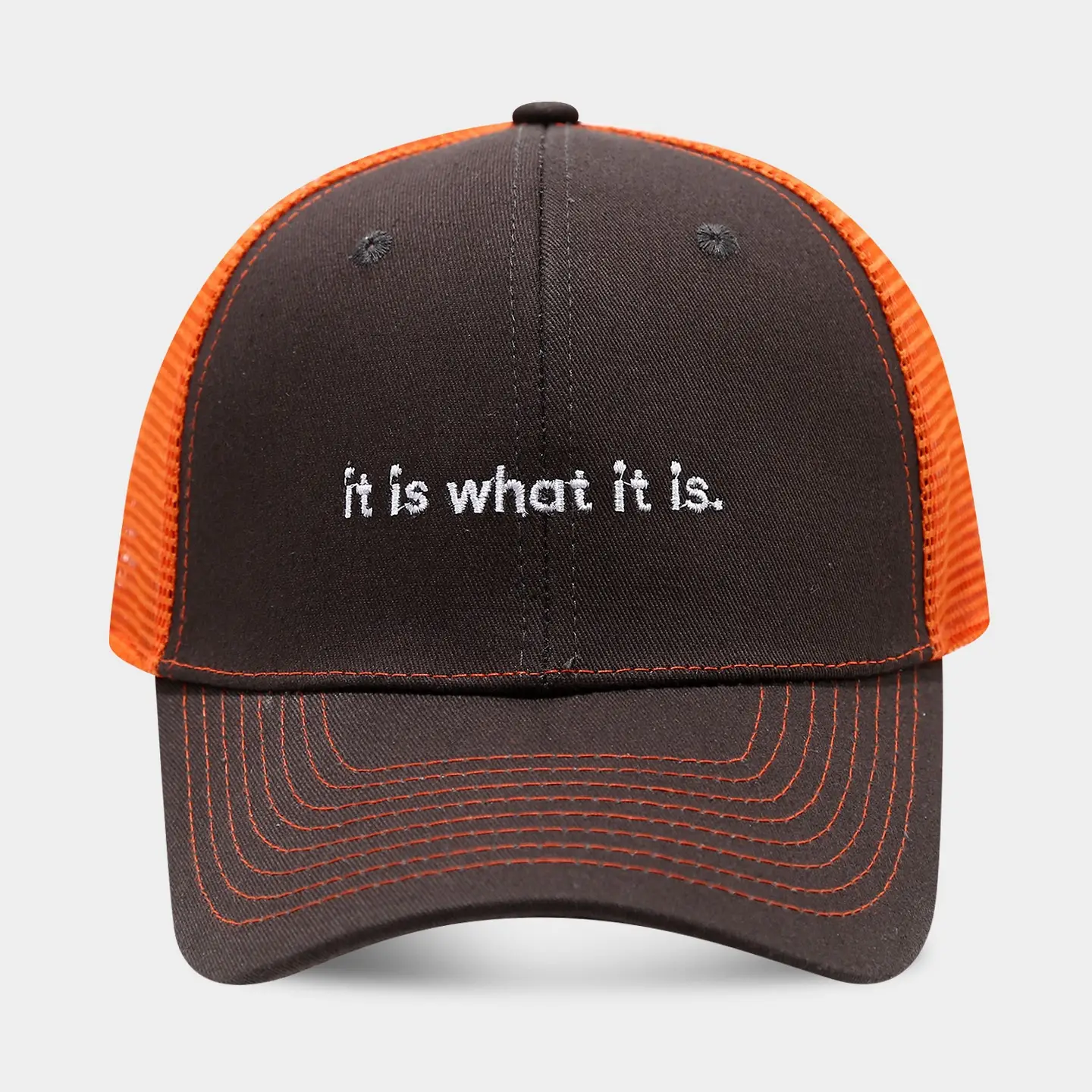 Beige Mesh Sun Hat with "it is what it is" Print