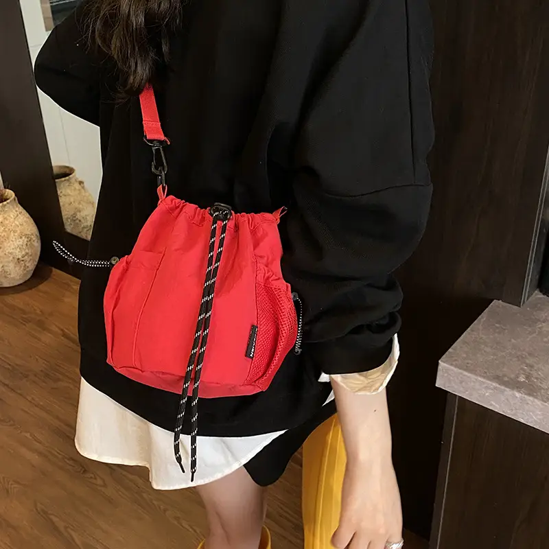 Yellow Drawstring Pleated Women's Bucket Bag - Image 13
