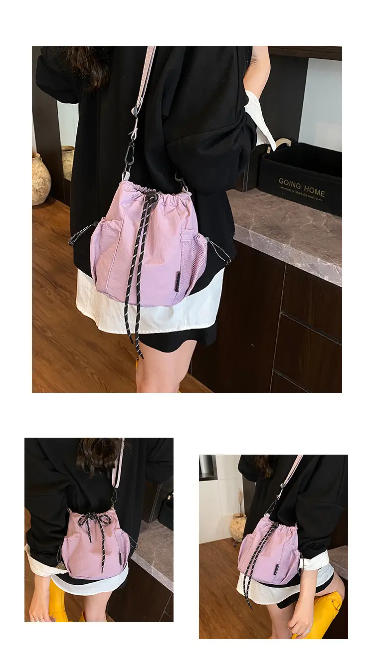 Yellow Drawstring Pleated Women's Bucket Bag — feature 10