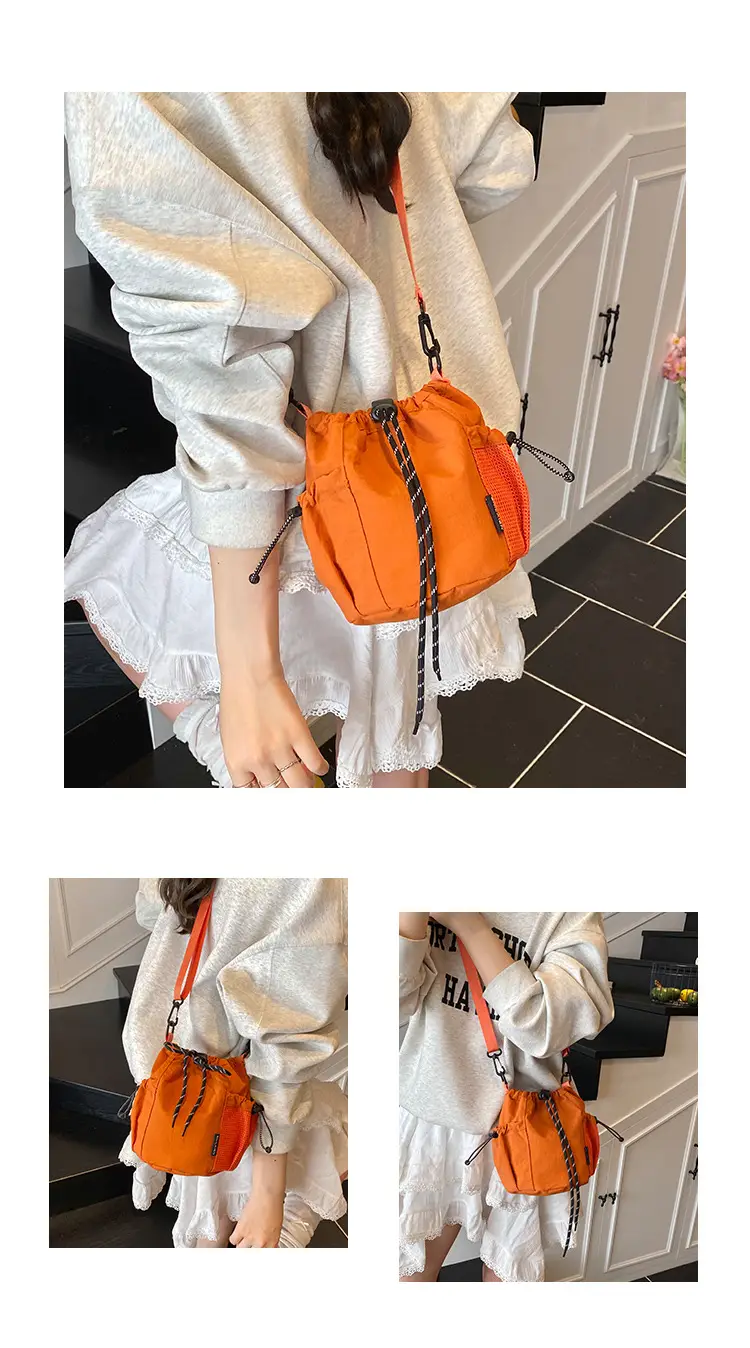 Yellow Drawstring Pleated Women's Bucket Bag — feature 14