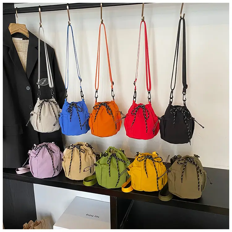 Yellow Drawstring Pleated Women's Bucket Bag — feature 3