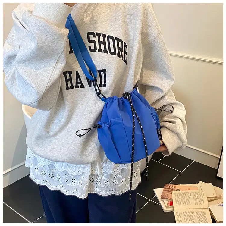 Yellow Drawstring Pleated Women's Bucket Bag — feature 30