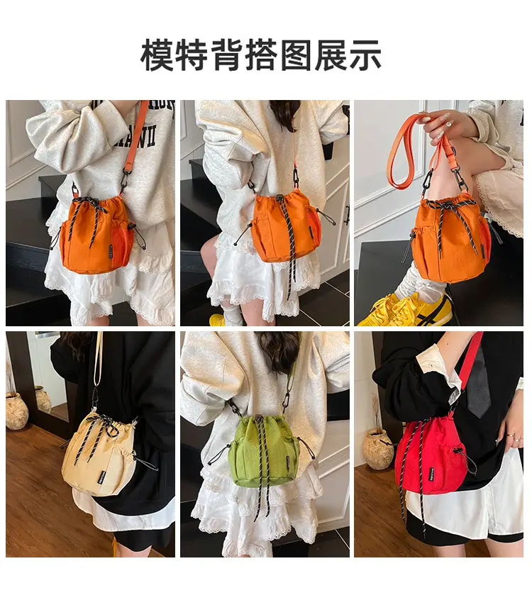 Yellow Drawstring Pleated Women's Bucket Bag — feature 5