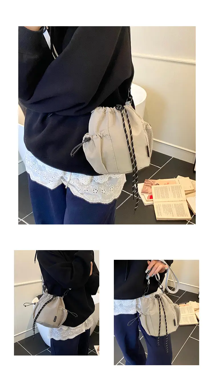 Yellow Drawstring Pleated Women's Bucket Bag — feature 6
