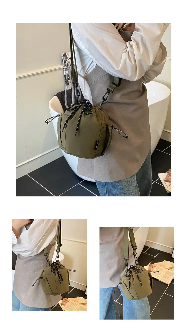 Yellow Drawstring Pleated Women's Bucket Bag — feature 9
