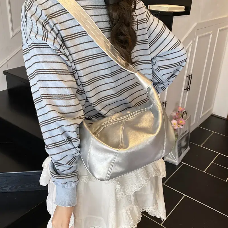 Silver Crossbody Bag Women 2025 Large Capacity - Image 5