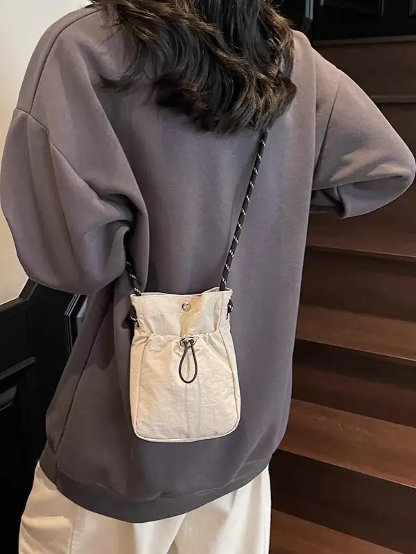 Women's Tan Nylon Crossbody Bag Mobile Phone Bag - Image 7