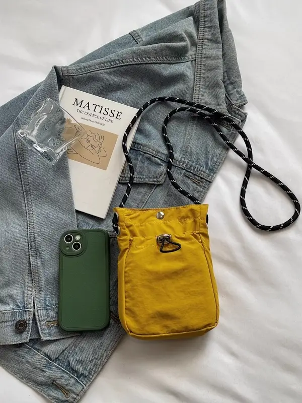 Women's Tan Nylon Crossbody Bag Mobile Phone Bag - Image 9