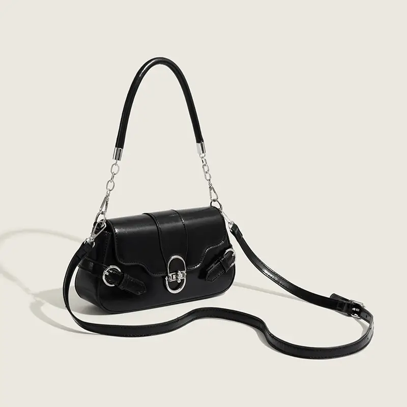 Black Retro Lock Shoulder Bag 2025 New Summer - Image 5
