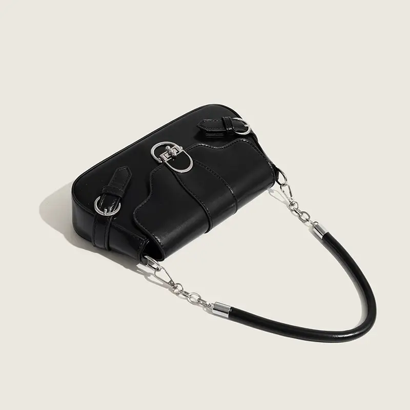 Black Retro Lock Shoulder Bag 2025 New Summer - Image 6