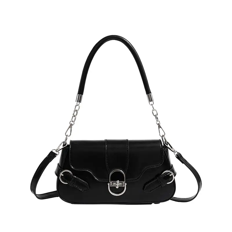 Black Retro Lock Shoulder Bag 2025 New Summer - Image 7