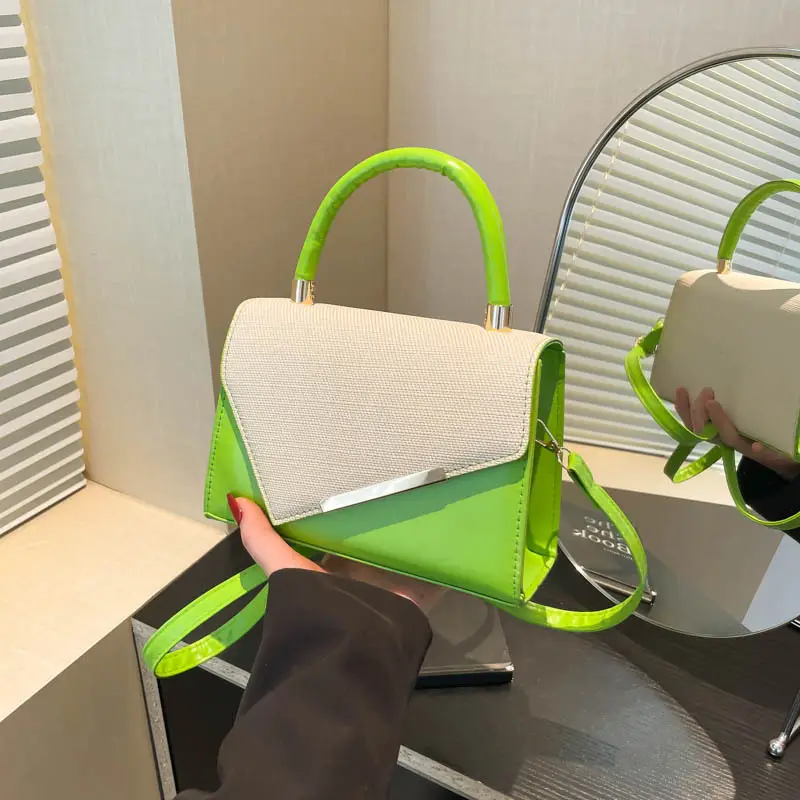 Green Textured Square Handbag for Women 2025