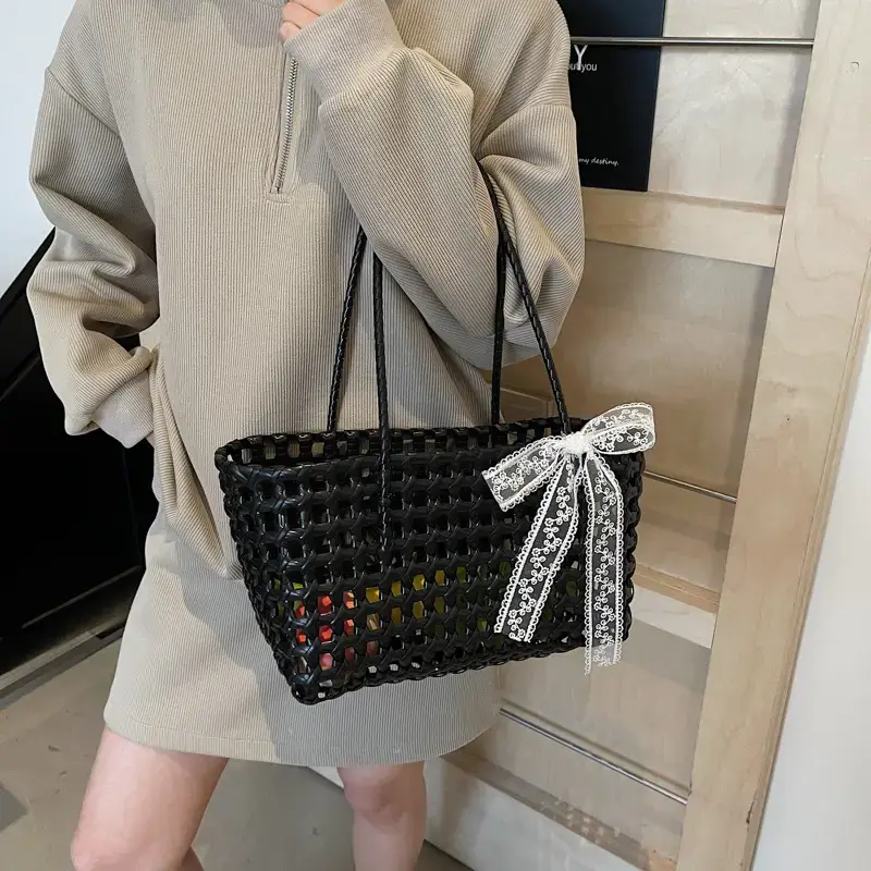 Women Cross-Border Woven Shoulder Bag Black 2025