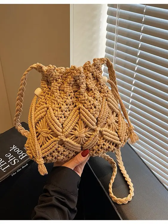 Women's Braided Straw Crossbody Bag Tan 2025 - Image 3