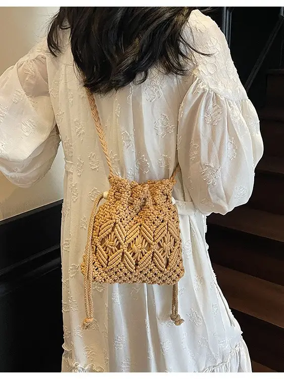 Women's Braided Straw Crossbody Bag Tan 2025 - Image 5