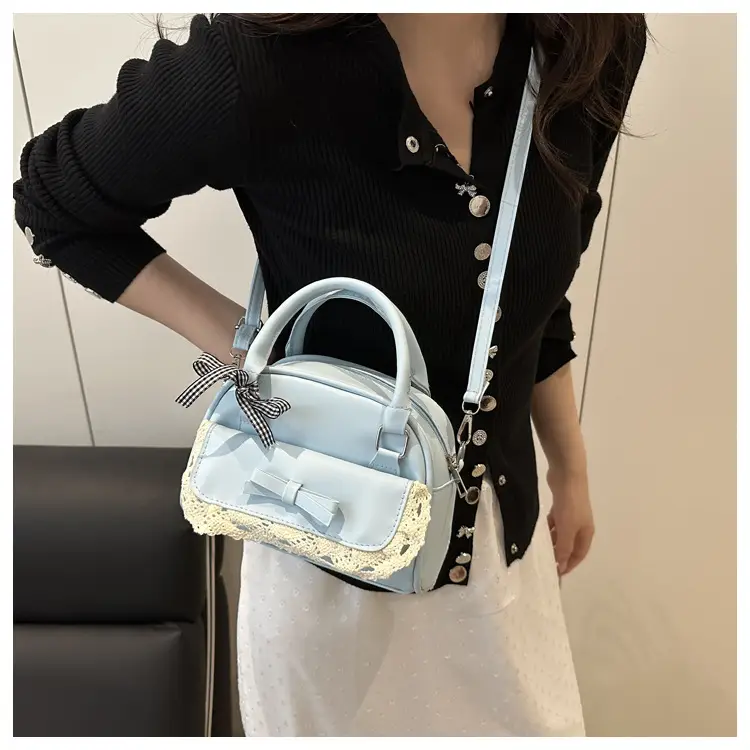 Light Blue Lace Stitching Women's Shoulder Crossbody Bag — feature 22