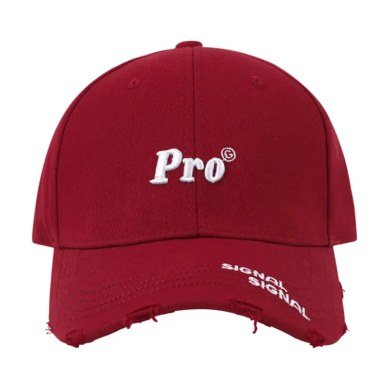 Women Red Embroidered Baseball Cap with Large Brim - Image 14