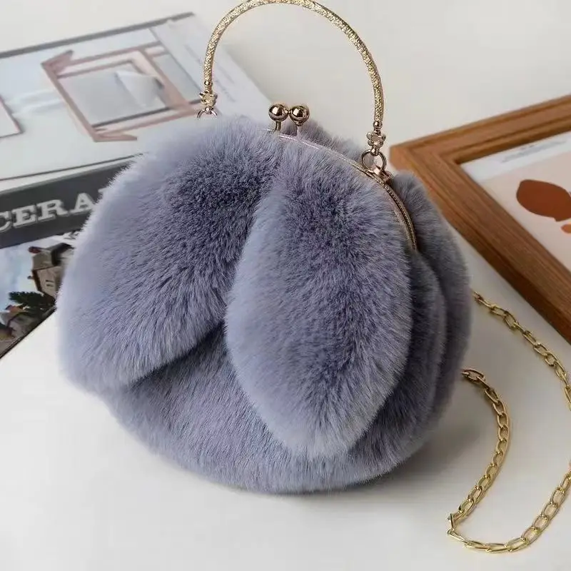 Wholesale Cute Rabbit Ears Plush Chain Bag for Women - Image 5