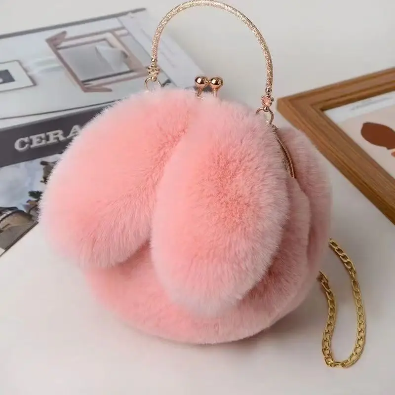 Wholesale Cute Rabbit Ears Plush Chain Bag for Women - Image 10