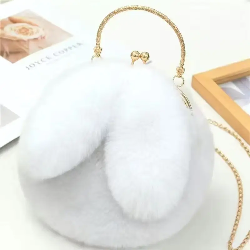 Wholesale Cute Rabbit Ears Plush Chain Bag for Women - Image 4