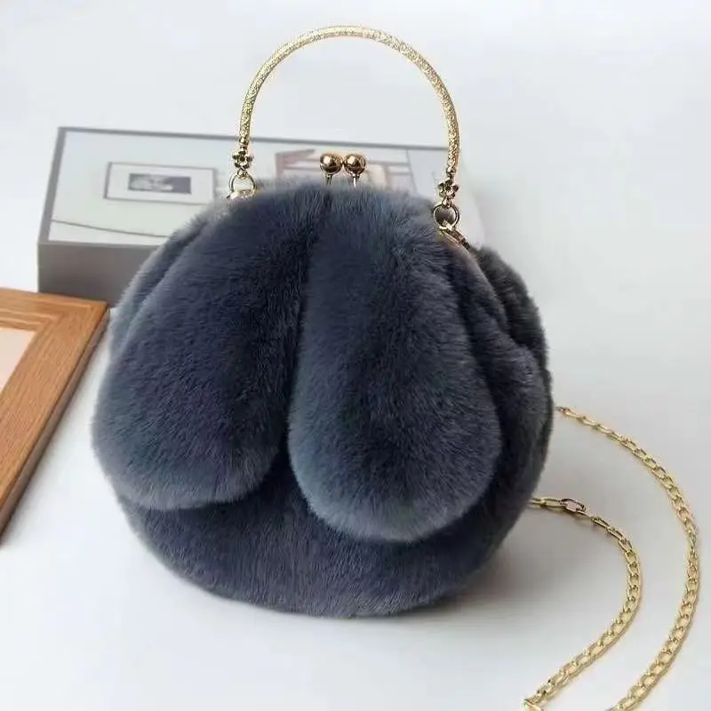 Wholesale Cute Rabbit Ears Plush Chain Bag for Women - Image 6