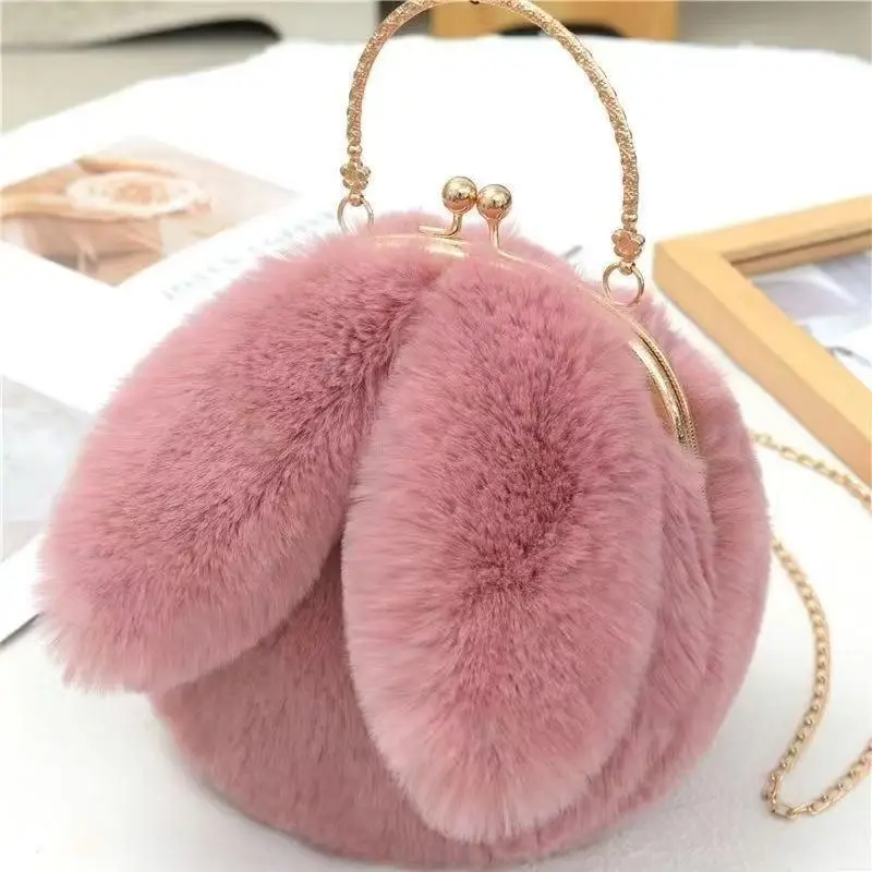 Wholesale Cute Rabbit Ears Plush Chain Bag for Women - Image 7
