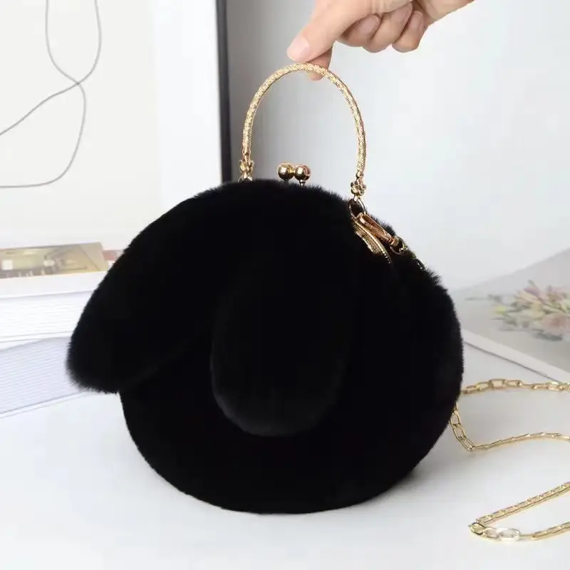 Wholesale Cute Rabbit Ears Plush Chain Bag for Women - Image 8