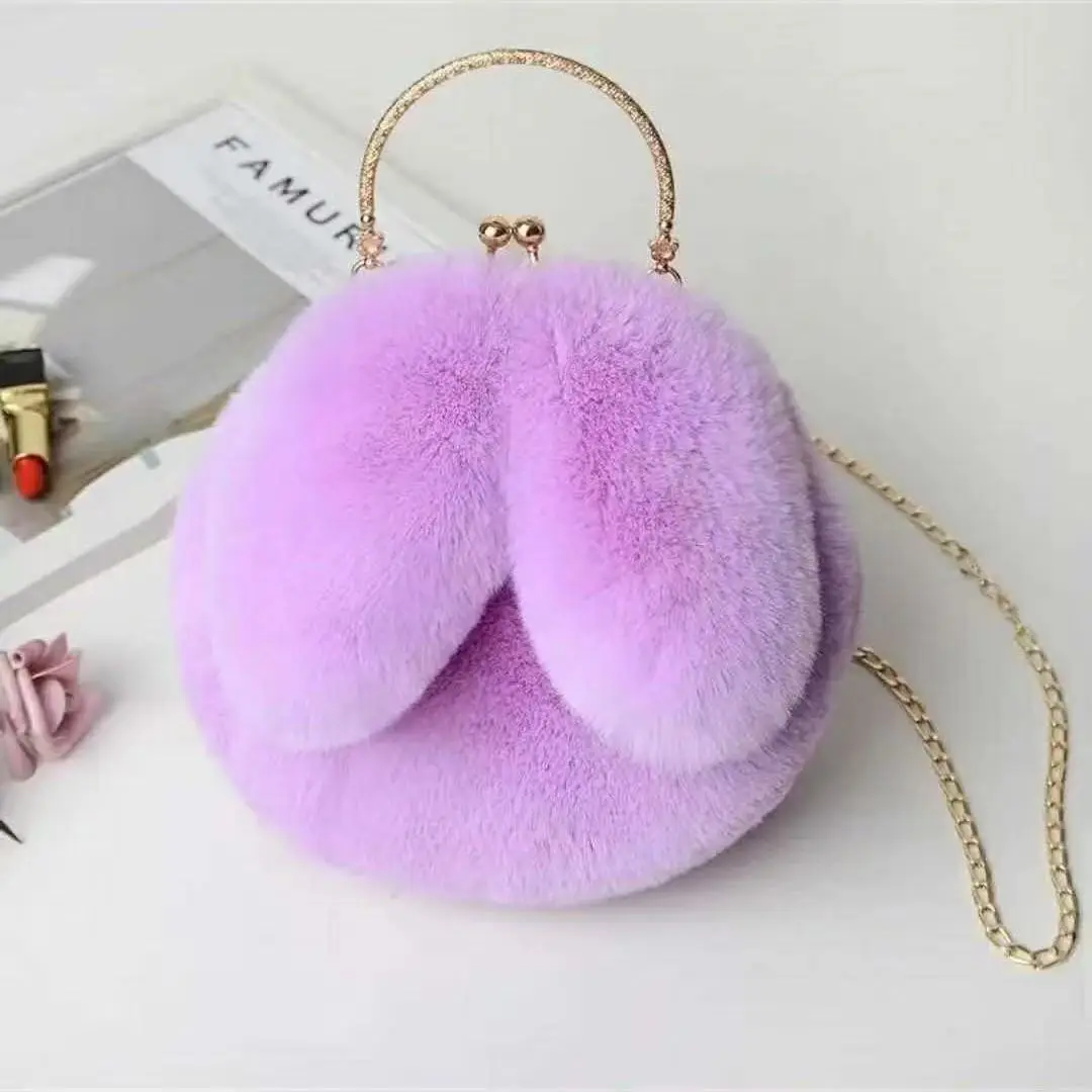 Wholesale Cute Rabbit Ears Plush Chain Bag for Women - Image 9