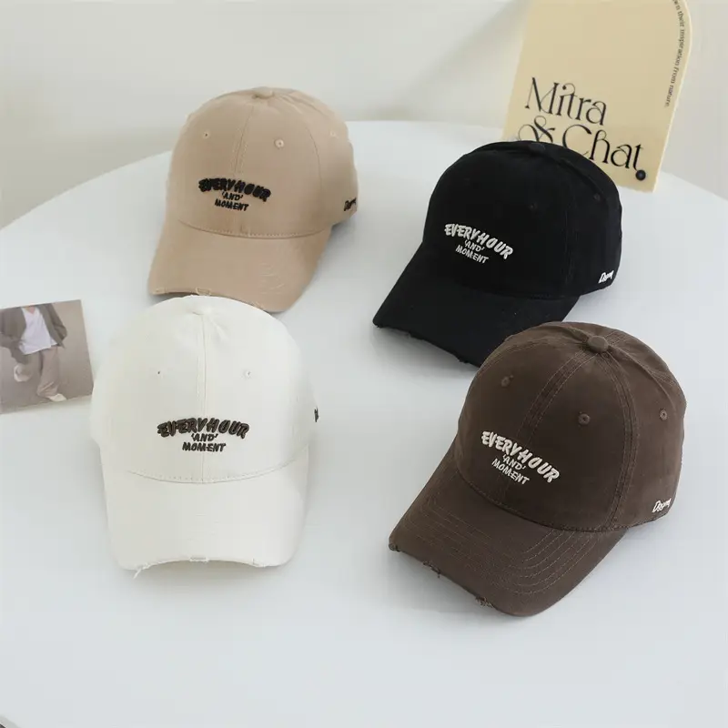 Women's Vintage Letter Cap Maroon White Brown Black - Image 8