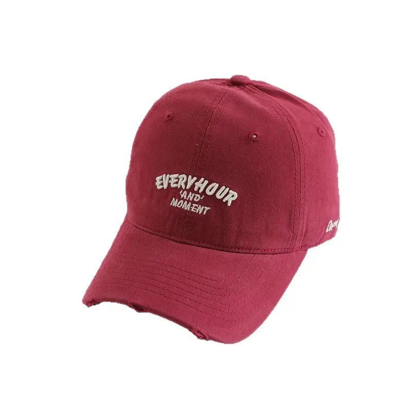 Women's Vintage Letter Cap Maroon White Brown Black - Image 10