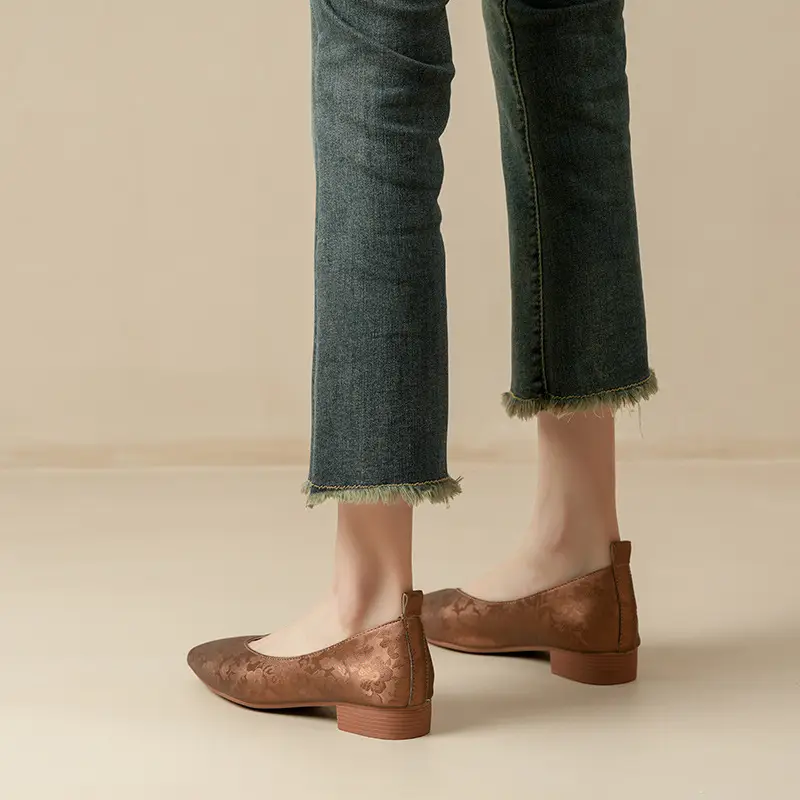 French Retro Single-layer Shoes All-match Korean Style Low Heel Shoes Artistic New Chinese Style Style Square Toe Soft Leather Milk Shoes - Image 14