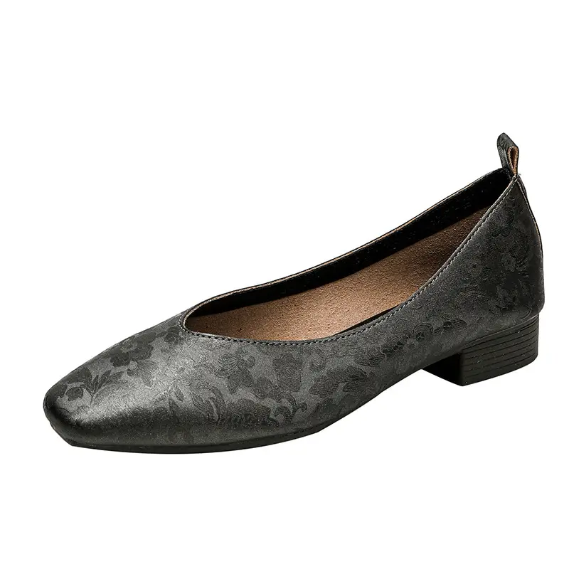 French Retro Single-layer Shoes All-match Korean Style Low Heel Shoes Artistic New Chinese Style Style Square Toe Soft Leather Milk Shoes - Image 15