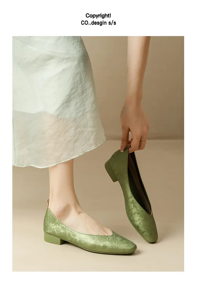 French Retro Single-layer Shoes All-match Korean Style Low Heel Shoes Artistic New Chinese Style Style Square Toe Soft Leather Milk Shoes — feature 17