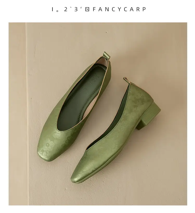 French Retro Single-layer Shoes All-match Korean Style Low Heel Shoes Artistic New Chinese Style Style Square Toe Soft Leather Milk Shoes — feature 22