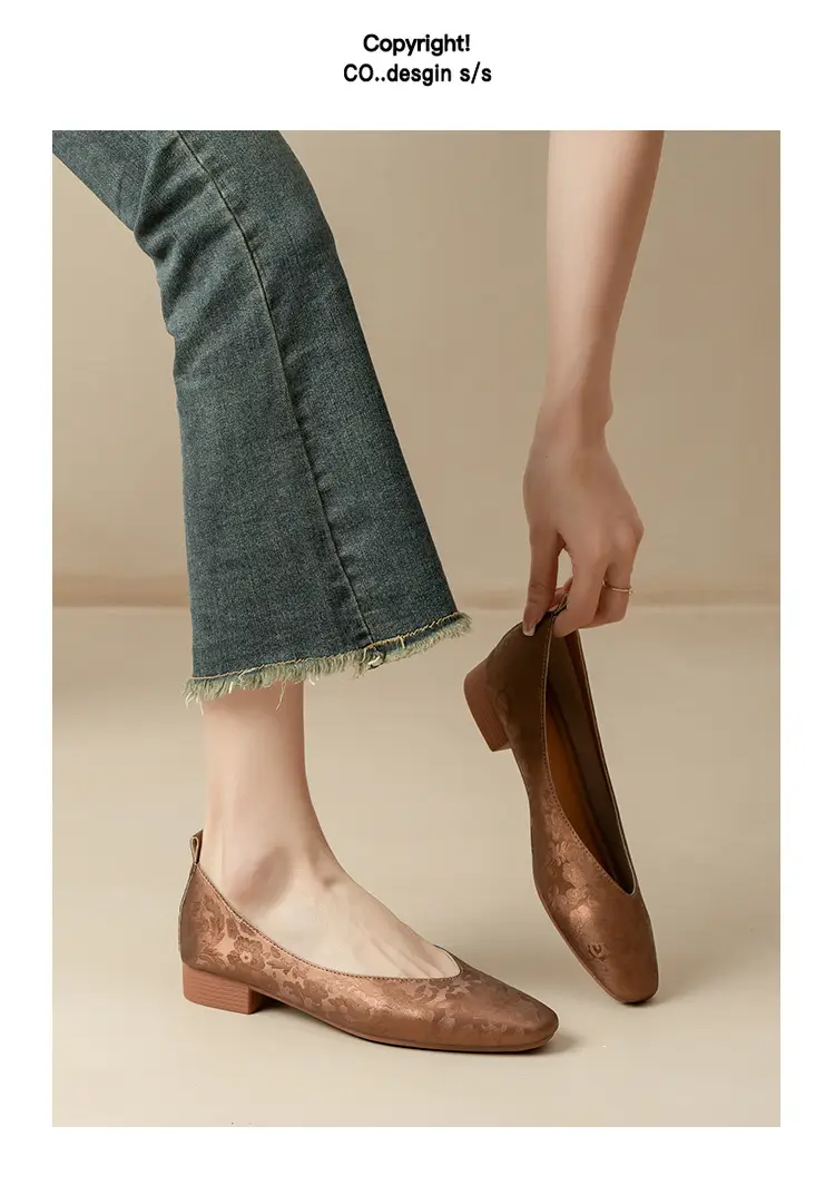French Retro Single-layer Shoes All-match Korean Style Low Heel Shoes Artistic New Chinese Style Style Square Toe Soft Leather Milk Shoes — feature 25