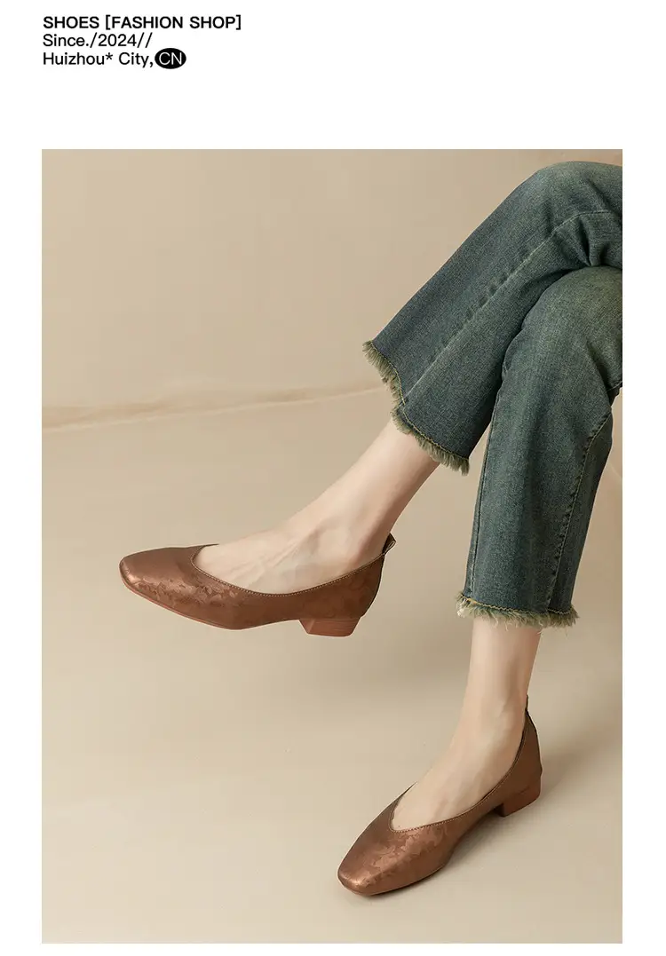 French Retro Single-layer Shoes All-match Korean Style Low Heel Shoes Artistic New Chinese Style Style Square Toe Soft Leather Milk Shoes — feature 27