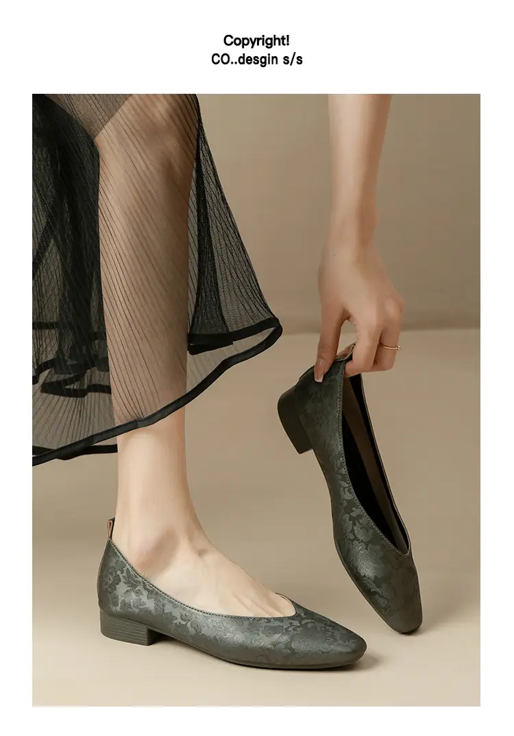 French Retro Single-layer Shoes All-match Korean Style Low Heel Shoes Artistic New Chinese Style Style Square Toe Soft Leather Milk Shoes — feature 33