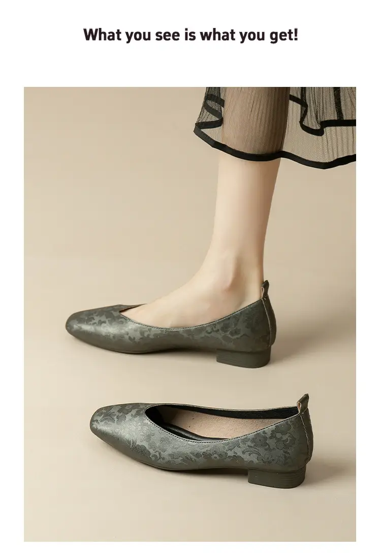 French Retro Single-layer Shoes All-match Korean Style Low Heel Shoes Artistic New Chinese Style Style Square Toe Soft Leather Milk Shoes — feature 34