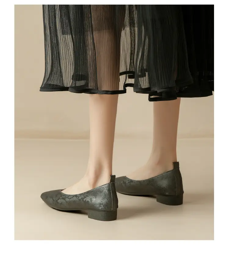 French Retro Single-layer Shoes All-match Korean Style Low Heel Shoes Artistic New Chinese Style Style Square Toe Soft Leather Milk Shoes — feature 36