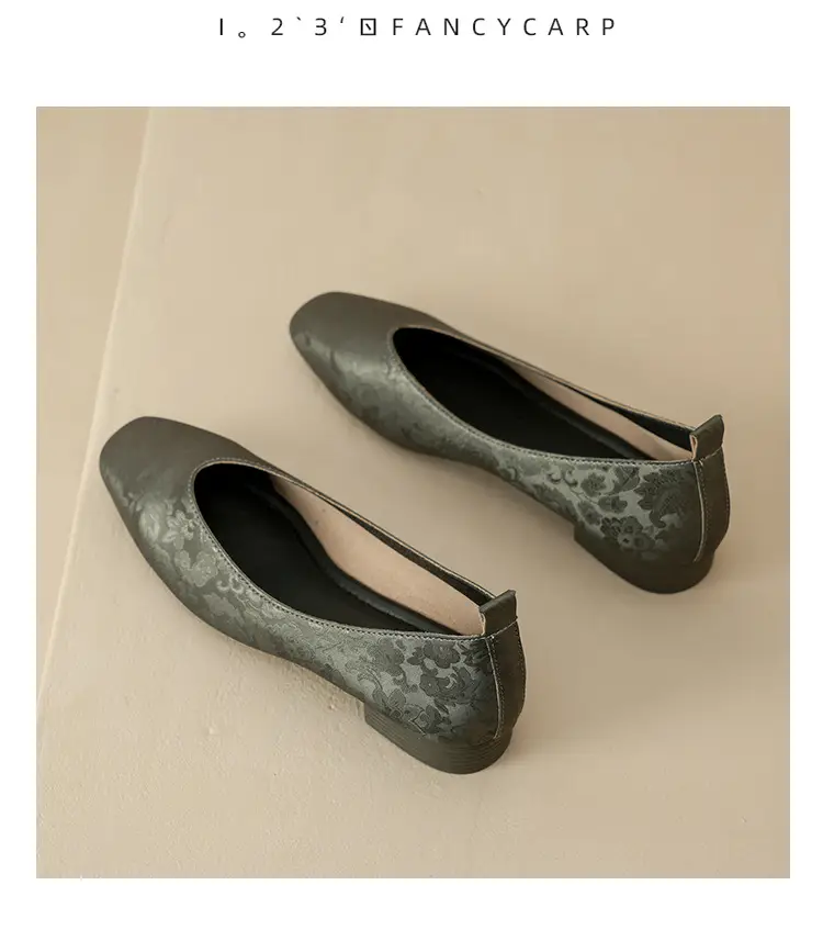 French Retro Single-layer Shoes All-match Korean Style Low Heel Shoes Artistic New Chinese Style Style Square Toe Soft Leather Milk Shoes — feature 37